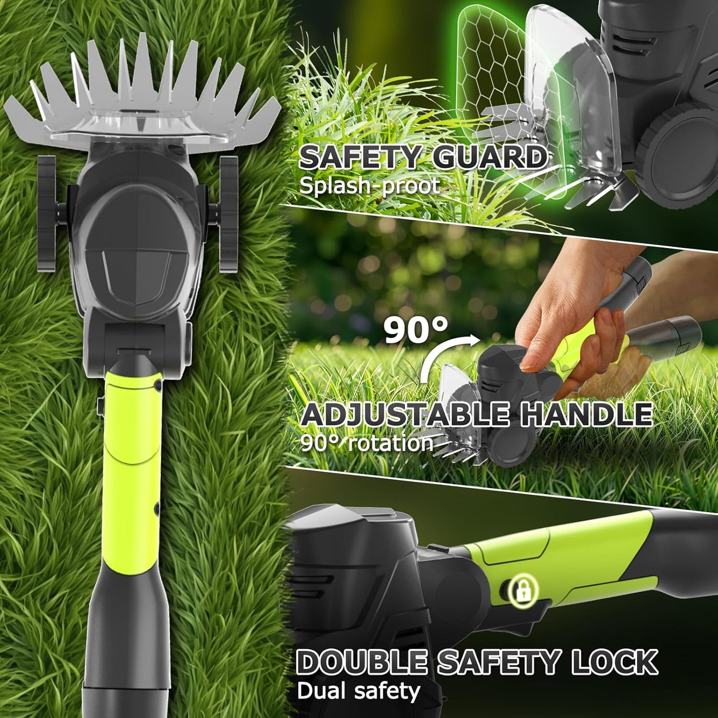 3-in-1 Cordless Hedge Trimmer: 13ft Reach with Extension Pole 2 Batteries Aux Handle Wheel-Assisted for for Garden Lawn – Lightweight Grass Shear and Pruner Set for Women Seniors and Garden Care