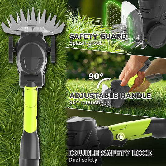 3-in-1 Cordless Hedge Trimmer: 13ft Reach with Extension Pole 2 Batteries Aux Handle Wheel-Assisted for for Garden Lawn – Lightweight Grass Shear and Pruner Set for Women Seniors and Garden Care