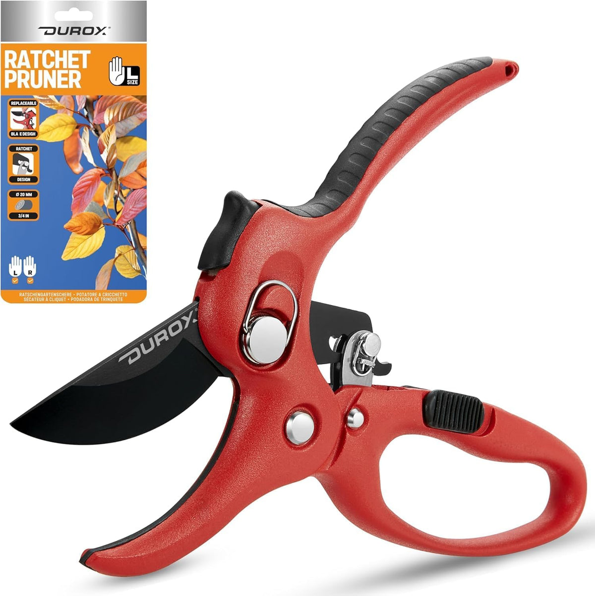 Ratchet Pruning Shears, Garden Shears with 3X Cutting Power. Effort-Saving Heavy-Duty Anvil Pruners. Replaceable Blade Cutting Blade Design. Ideal Secateurs for Precise Trimming, Model DGR-01