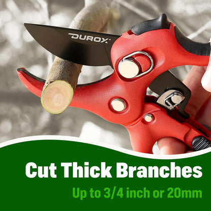 Ratchet Pruning Shears, Garden Shears with 3X Cutting Power. Effort-Saving Heavy-Duty Anvil Pruners. Replaceable Blade Cutting Blade Design. Ideal Secateurs for Precise Trimming, Model DGR-01