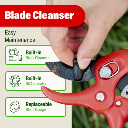 Ratchet Pruning Shears, Garden Shears with 3X Cutting Power. Effort-Saving Heavy-Duty Anvil Pruners. Replaceable Blade Cutting Blade Design. Ideal Secateurs for Precise Trimming, Model DGR-01