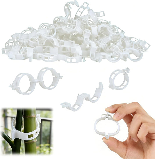 Plant Support Clips, 2026 New Garden Secured Plastic Plant Clips for Climbing Plants, Plastic Trellis Clips Tomato Grape Vine Vegetables Plant Fixing (100, White)
