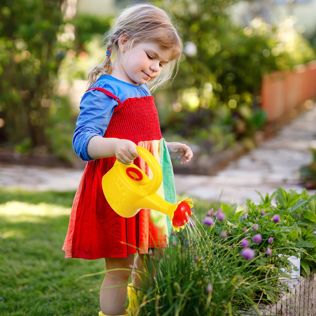 Toddler Watering Can, 2PCS Plastic Chicken Watering Cans, Garden Flower Water Pot for Spring Summer Outdoor, Bath, Beach Sand, for Home School Playhouse Fun (Random Color)