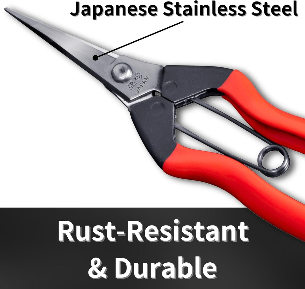 Japanese Garden Shears 7.2" for Plants - Trimming Scissors Precision Pruning Shears with Pointed Tips - Sharp Japanese Stainless Steel Blade & Spring Loaded Handle - Made in Japan