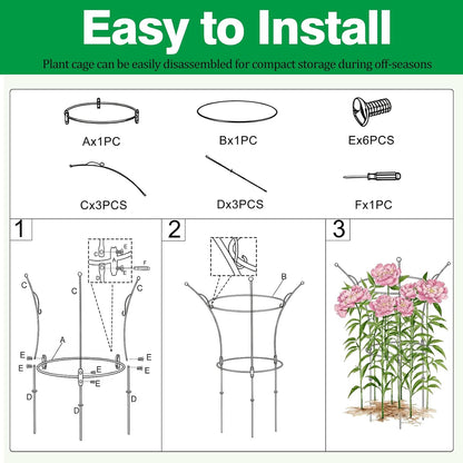 4 Pack Peony Cages and Supports Cages 13" D x 22.8" H Sturdy Metal Support Frame for Peonies & Roses Natural Bouquet Shape Garden Stakes for Outdoor Plants Flowers Ornamental (Green)