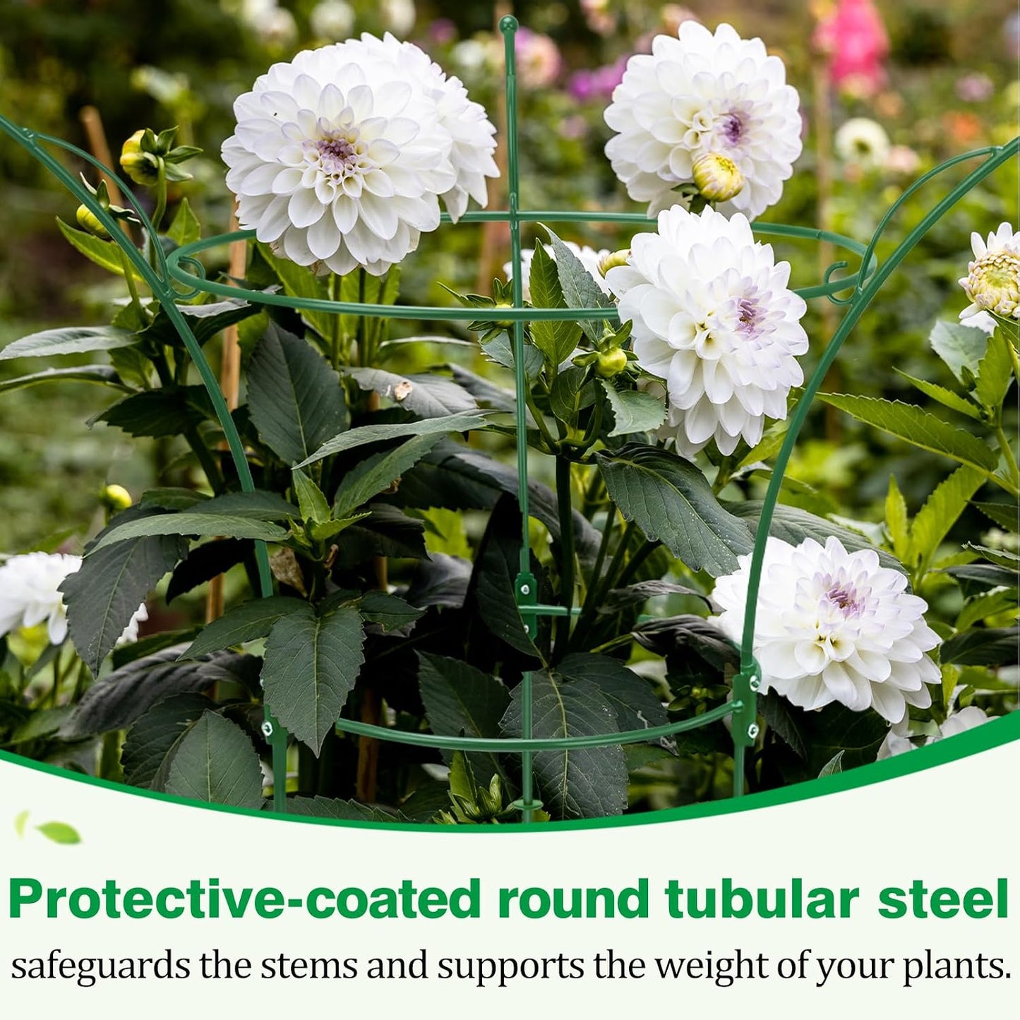 4 Pack Peony Cages and Supports Cages 13" D x 22.8" H Sturdy Metal Support Frame for Peonies & Roses Natural Bouquet Shape Garden Stakes for Outdoor Plants Flowers Ornamental (Green)