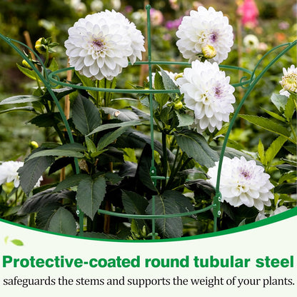 4 Pack Peony Cages and Supports Cages 13" D x 22.8" H Sturdy Metal Support Frame for Peonies & Roses Natural Bouquet Shape Garden Stakes for Outdoor Plants Flowers Ornamental (Green)
