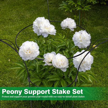 4 Pack Peony Cages and Supports Cages 13" D x 22.8" H Sturdy Metal Support Frame for Peonies & Roses Natural Bouquet Shape Garden Stakes for Outdoor Plants Flowers Ornamental (Green)