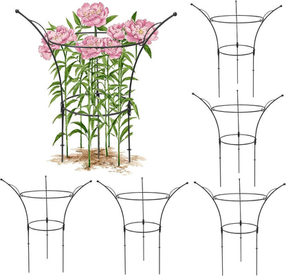 4 Pack Peony Cages and Supports Cages 13" D x 22.8" H Sturdy Metal Support Frame for Peonies & Roses Natural Bouquet Shape Garden Stakes for Outdoor Plants Flowers Ornamental (Green)