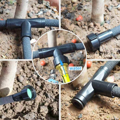 3/8" Soaker Hose Fittings Kit, Garden Hose Irrigation Connectors with Two-Way Valve Connectors, Tees, Feeders, Plugs, Male & Female Connectors, Drip System Parts for Garden Lawn