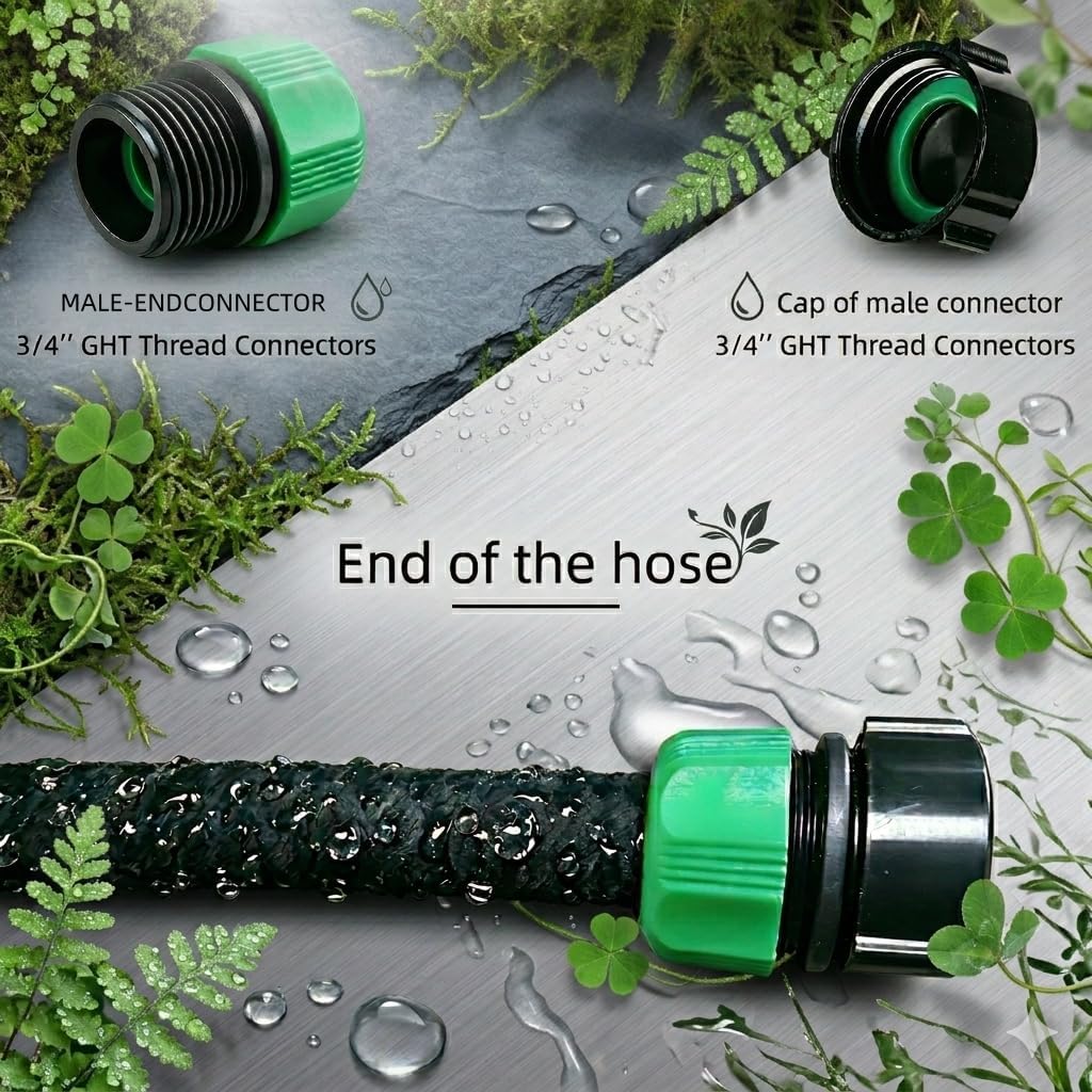 3/8" Soaker Hose Fittings Kit, Garden Hose Irrigation Connectors with Two-Way Valve Connectors, Tees, Feeders, Plugs, Male & Female Connectors, Drip System Parts for Garden Lawn
