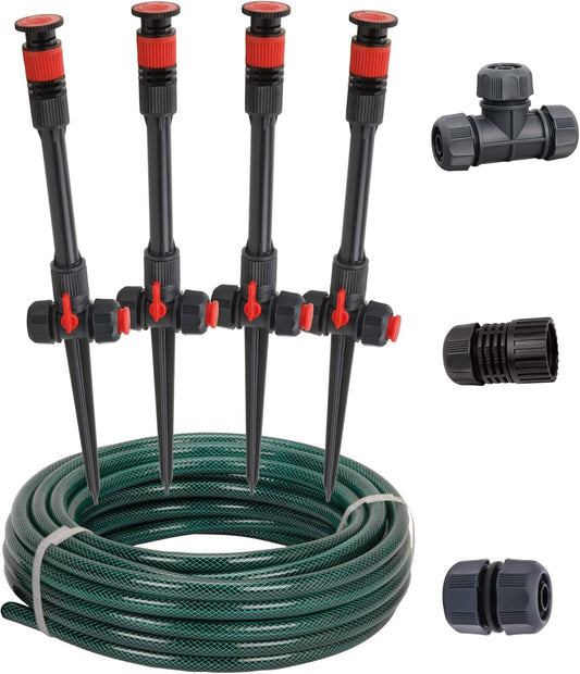 98063 Multi-Adjustable Flex Design Above Ground Irrigation Garden Sprinkler System, Sprinkler & Hose, DIY Plant Watering Set
