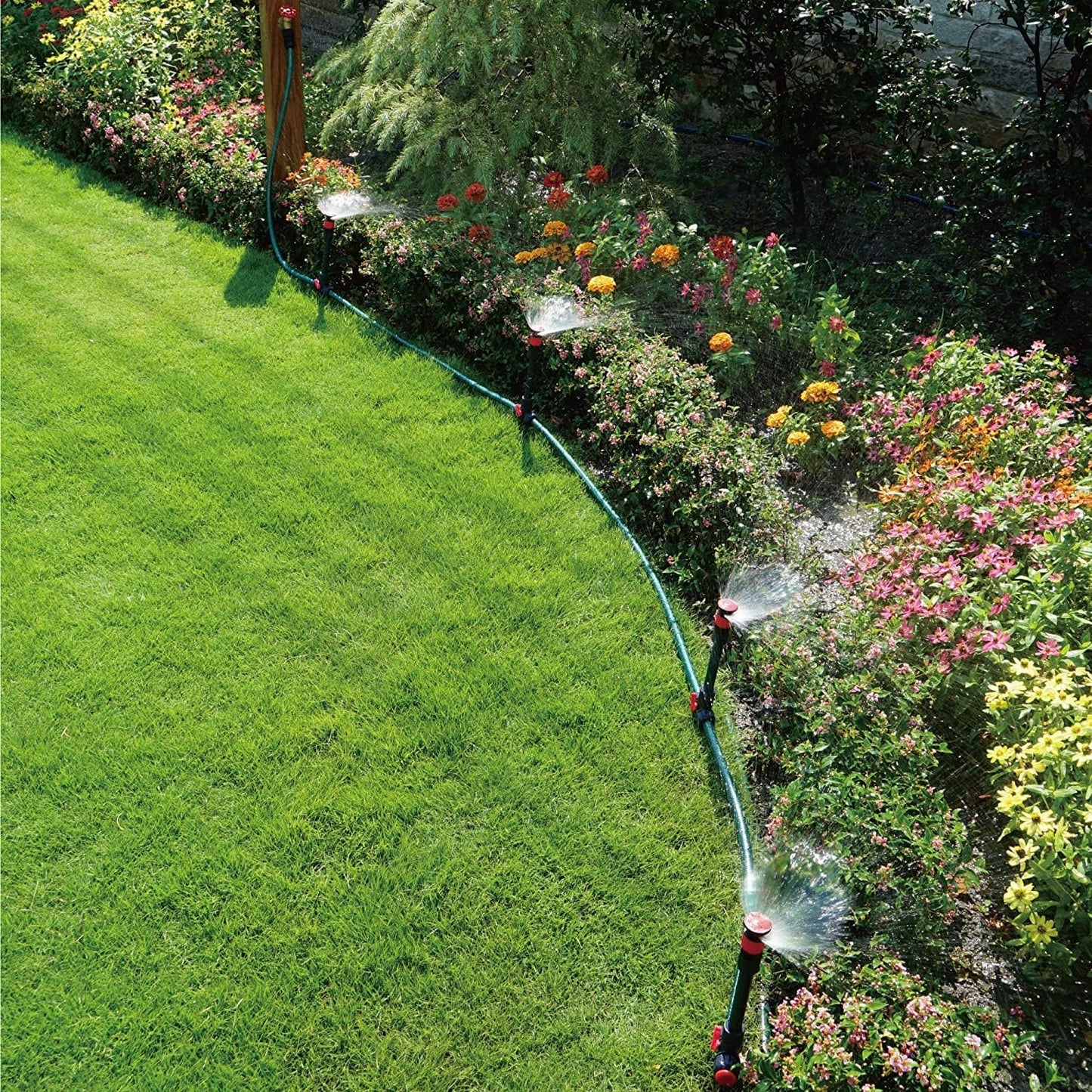 98063 Multi-Adjustable Flex Design Above Ground Irrigation Garden Sprinkler System, Sprinkler & Hose, DIY Plant Watering Set