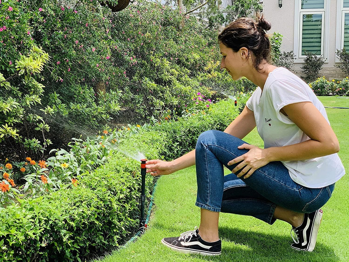 98063 Multi-Adjustable Flex Design Above Ground Irrigation Garden Sprinkler System, Sprinkler & Hose, DIY Plant Watering Set