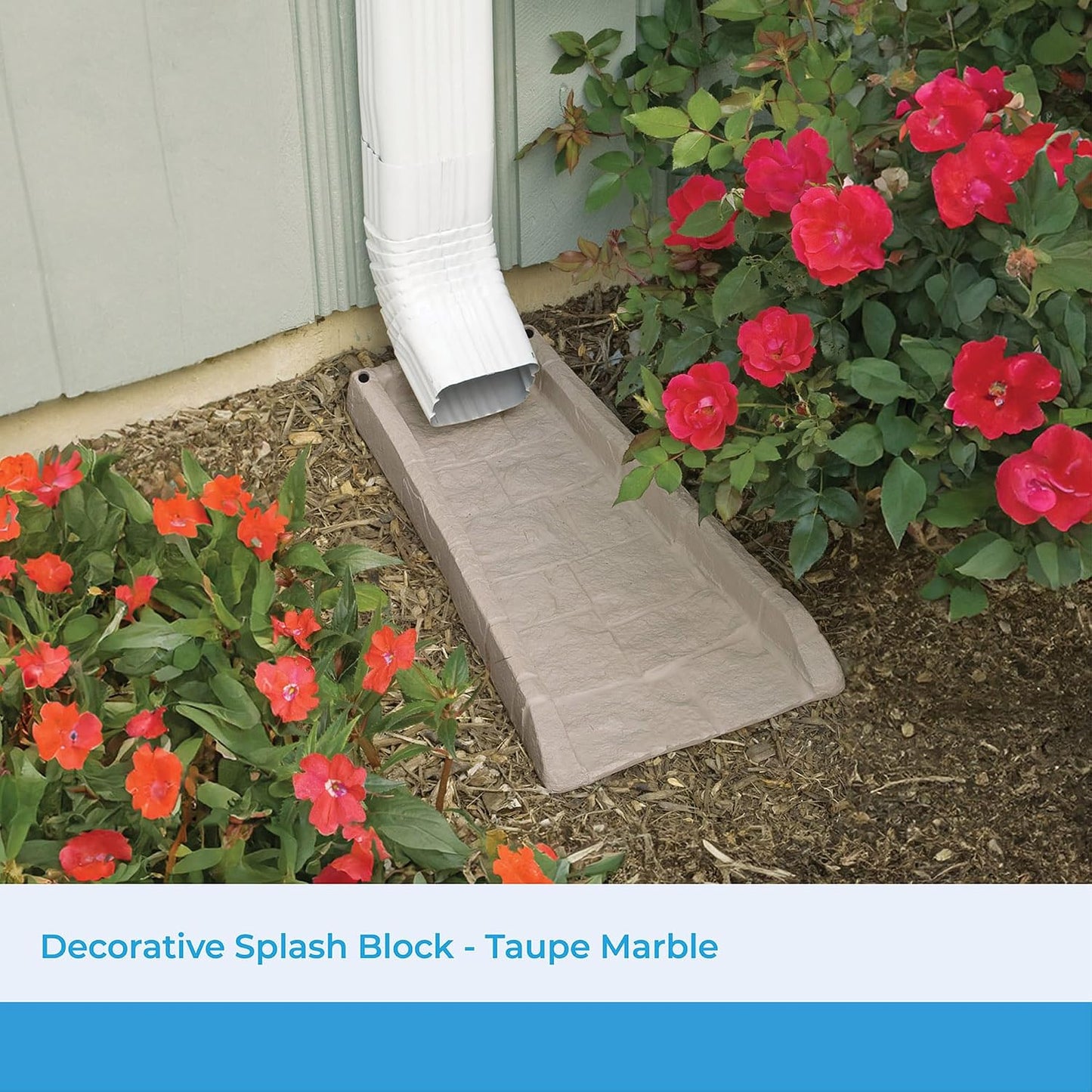Easy Assembly Downspout Splash Block, Poly Composite, Light Taupe
