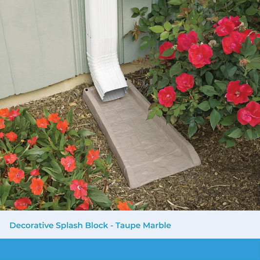 Easy Assembly Downspout Splash Block, Poly Composite, Light Taupe