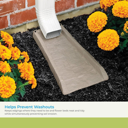 Easy Assembly Downspout Splash Block, Poly Composite, Light Taupe