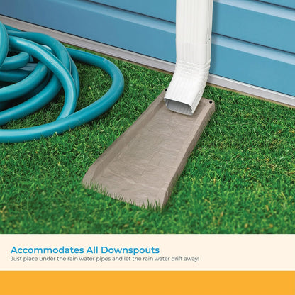 Easy Assembly Downspout Splash Block, Poly Composite, Light Taupe