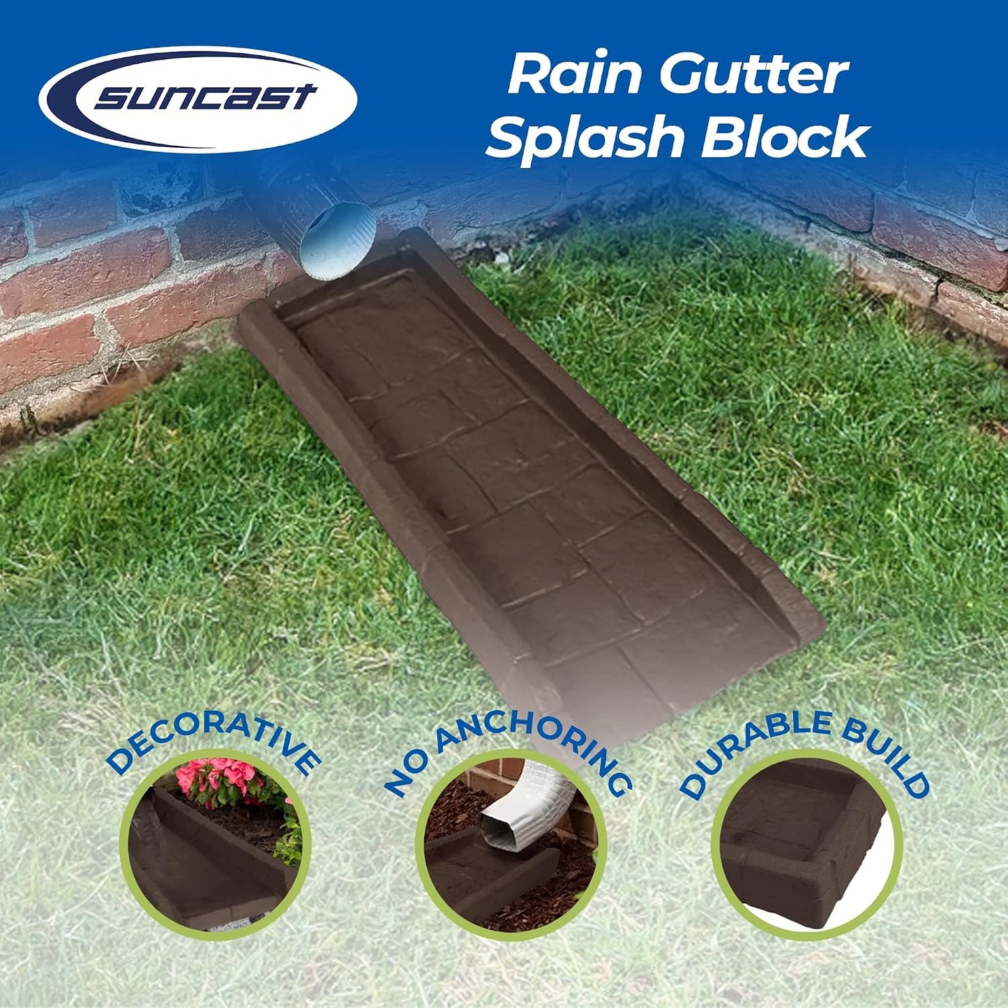 Easy Assembly Downspout Splash Block, Poly Composite, Light Taupe