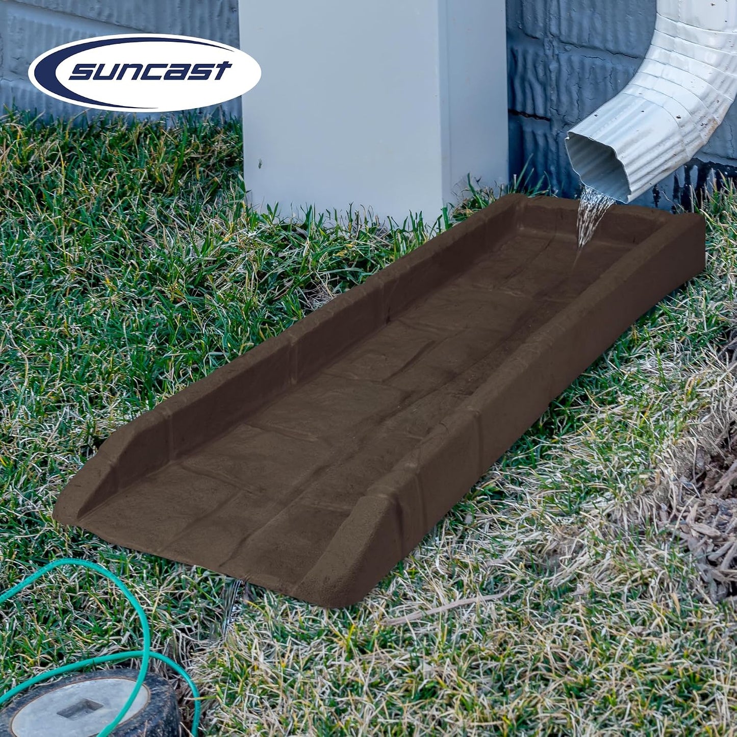 Easy Assembly Downspout Splash Block, Poly Composite, Light Taupe