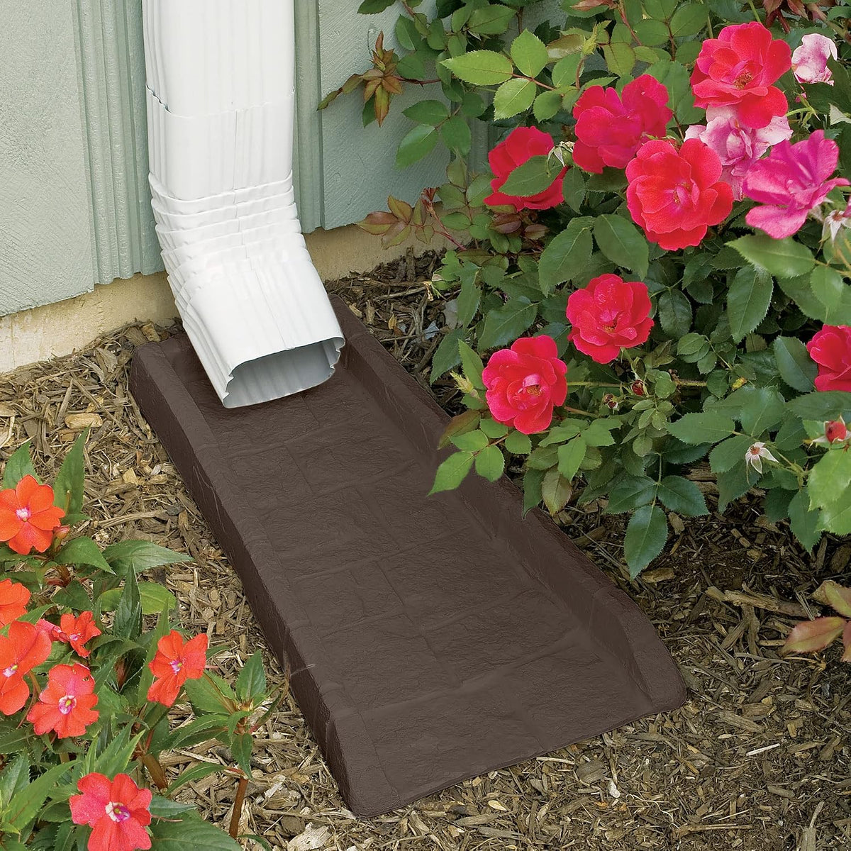 Easy Assembly Downspout Splash Block, Poly Composite, Light Taupe
