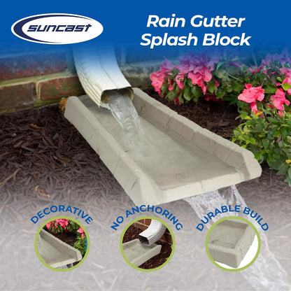Easy Assembly Downspout Splash Block, Poly Composite, Light Taupe