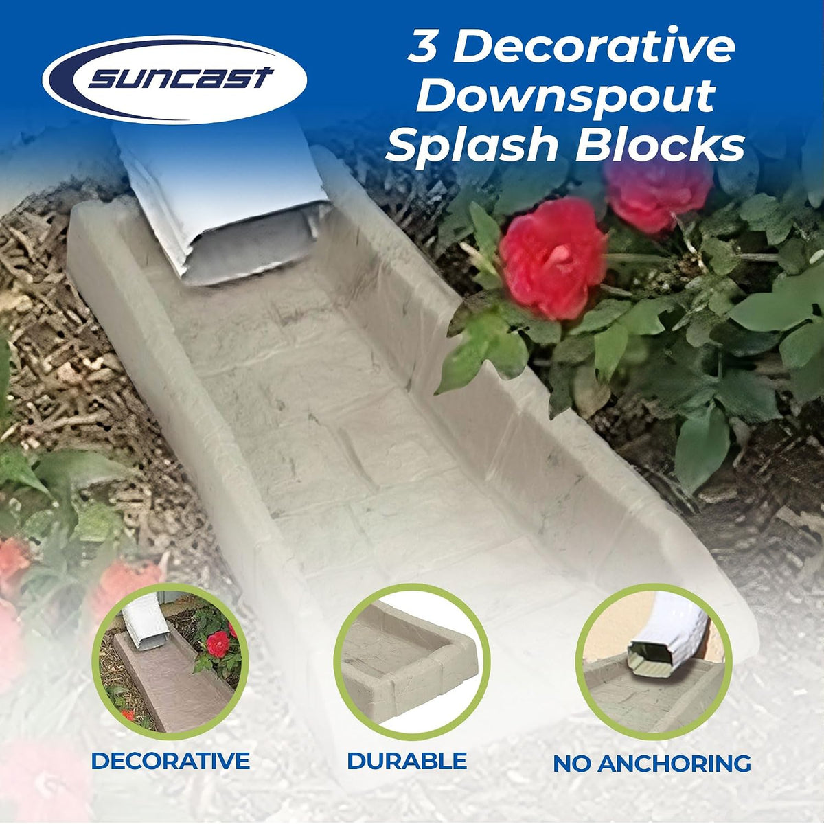 Easy Assembly Downspout Splash Block, Poly Composite, Light Taupe