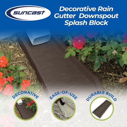 Easy Assembly Downspout Splash Block, Poly Composite, Light Taupe