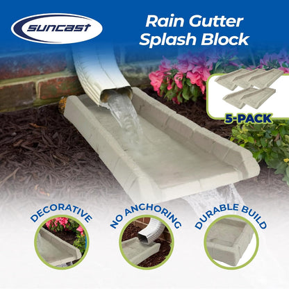 Easy Assembly Downspout Splash Block, Poly Composite, Light Taupe