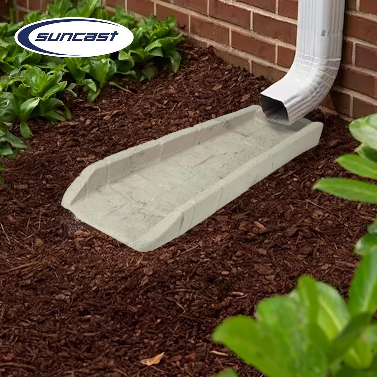 Easy Assembly Downspout Splash Block, Poly Composite, Light Taupe