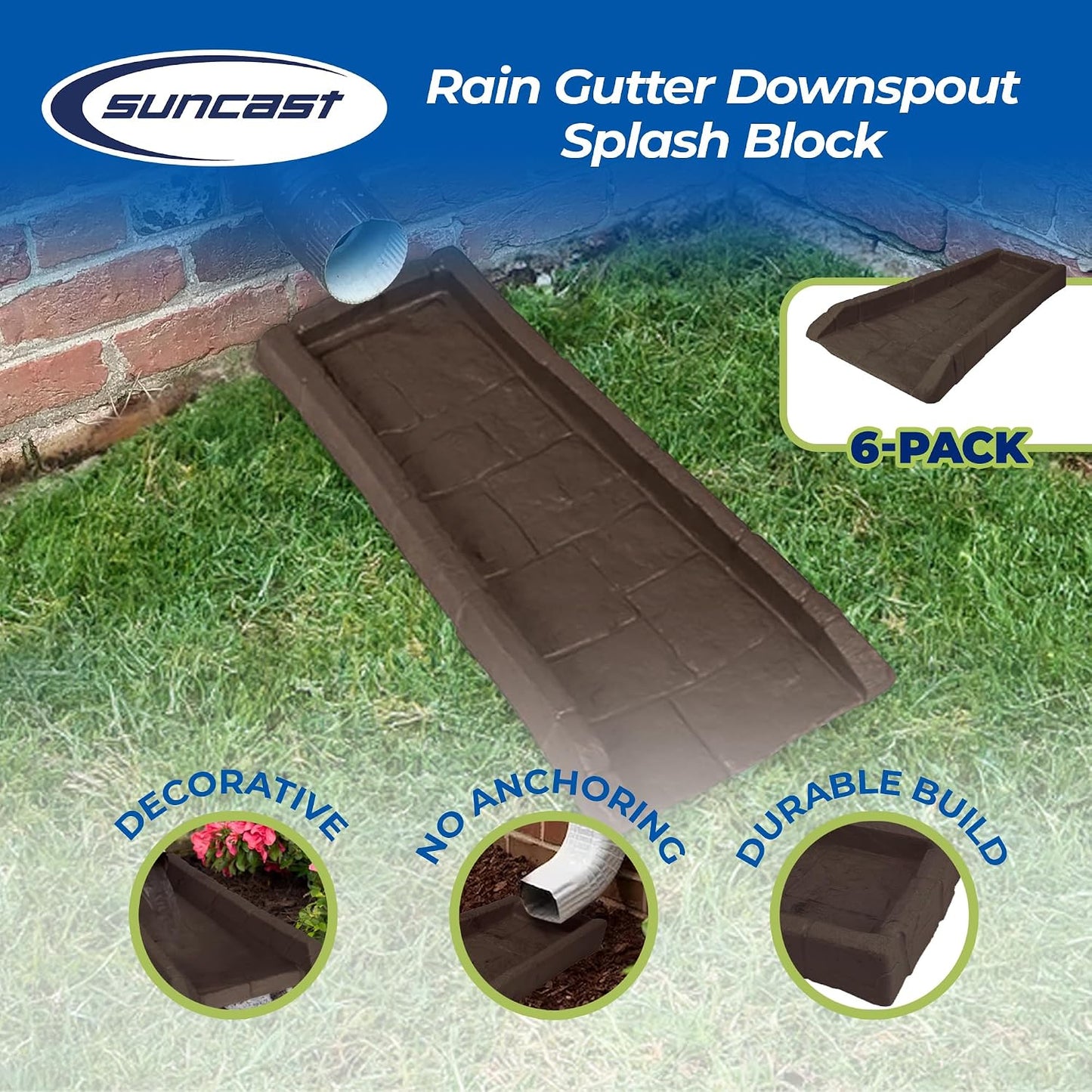 Easy Assembly Downspout Splash Block, Poly Composite, Light Taupe