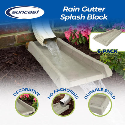 Easy Assembly Downspout Splash Block, Poly Composite, Light Taupe