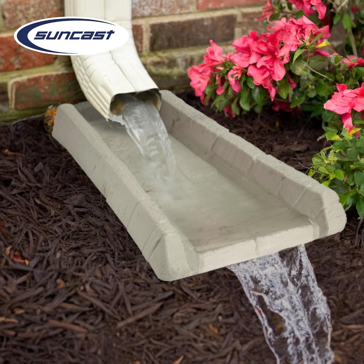 Easy Assembly Downspout Splash Block, Poly Composite, Light Taupe