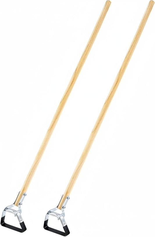 2 Pcs Weeder Cultivator with 54 Inch Wood Handle, Weeding Stirrup Hoe Tools, Gardening Weeder Cultivator, Weeding Rake for Lawn, Garden, Greenhouse, 5.7 x 3.9 Inch