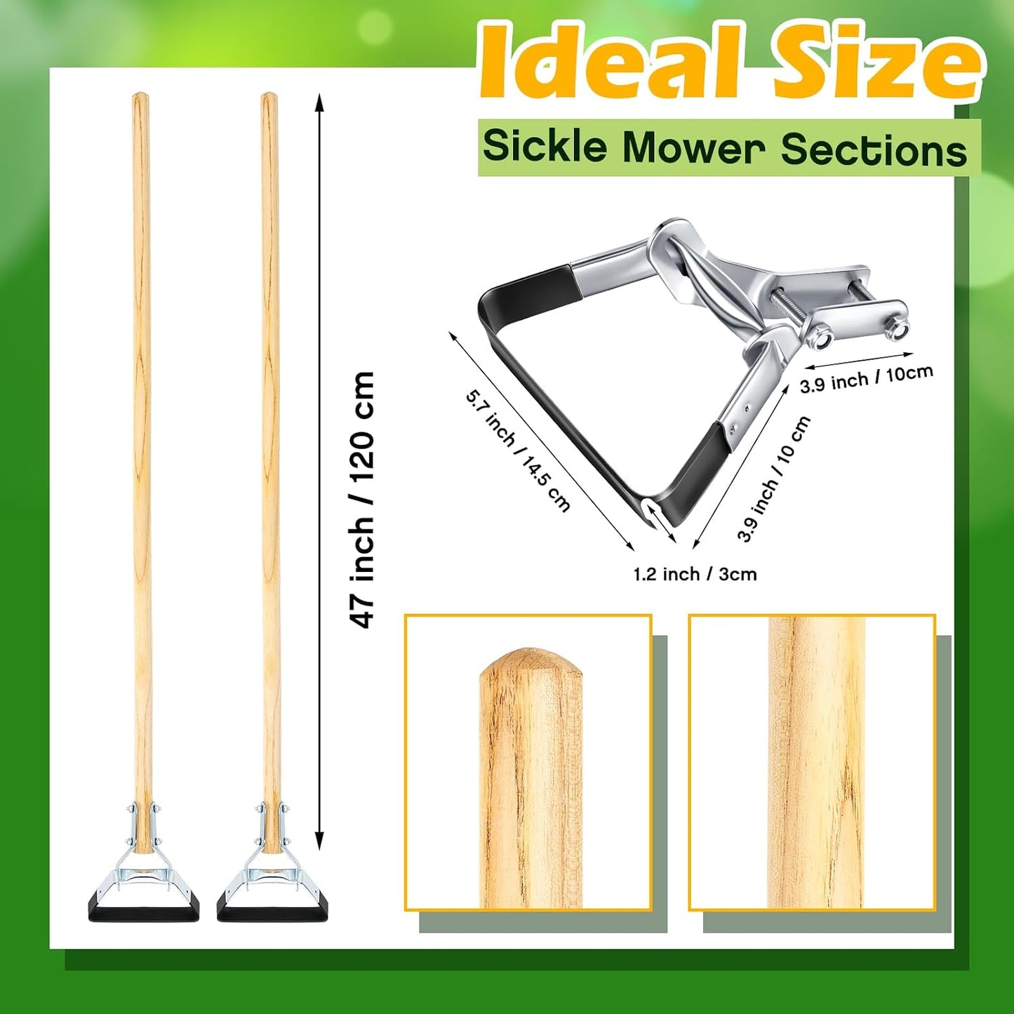 2 Pcs Weeder Cultivator with 54 Inch Wood Handle, Weeding Stirrup Hoe Tools, Gardening Weeder Cultivator, Weeding Rake for Lawn, Garden, Greenhouse, 5.7 x 3.9 Inch