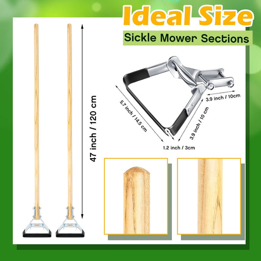 2 Pcs Weeder Cultivator with 54 Inch Wood Handle, Weeding Stirrup Hoe Tools, Gardening Weeder Cultivator, Weeding Rake for Lawn, Garden, Greenhouse, 5.7 x 3.9 Inch