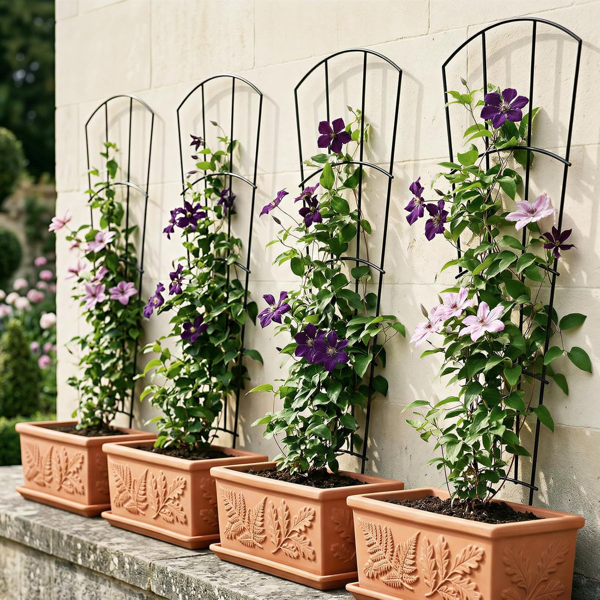 Thealyn 24" Metal Plant Trellis, Climbing Plant Support, 4 Pack (Green)