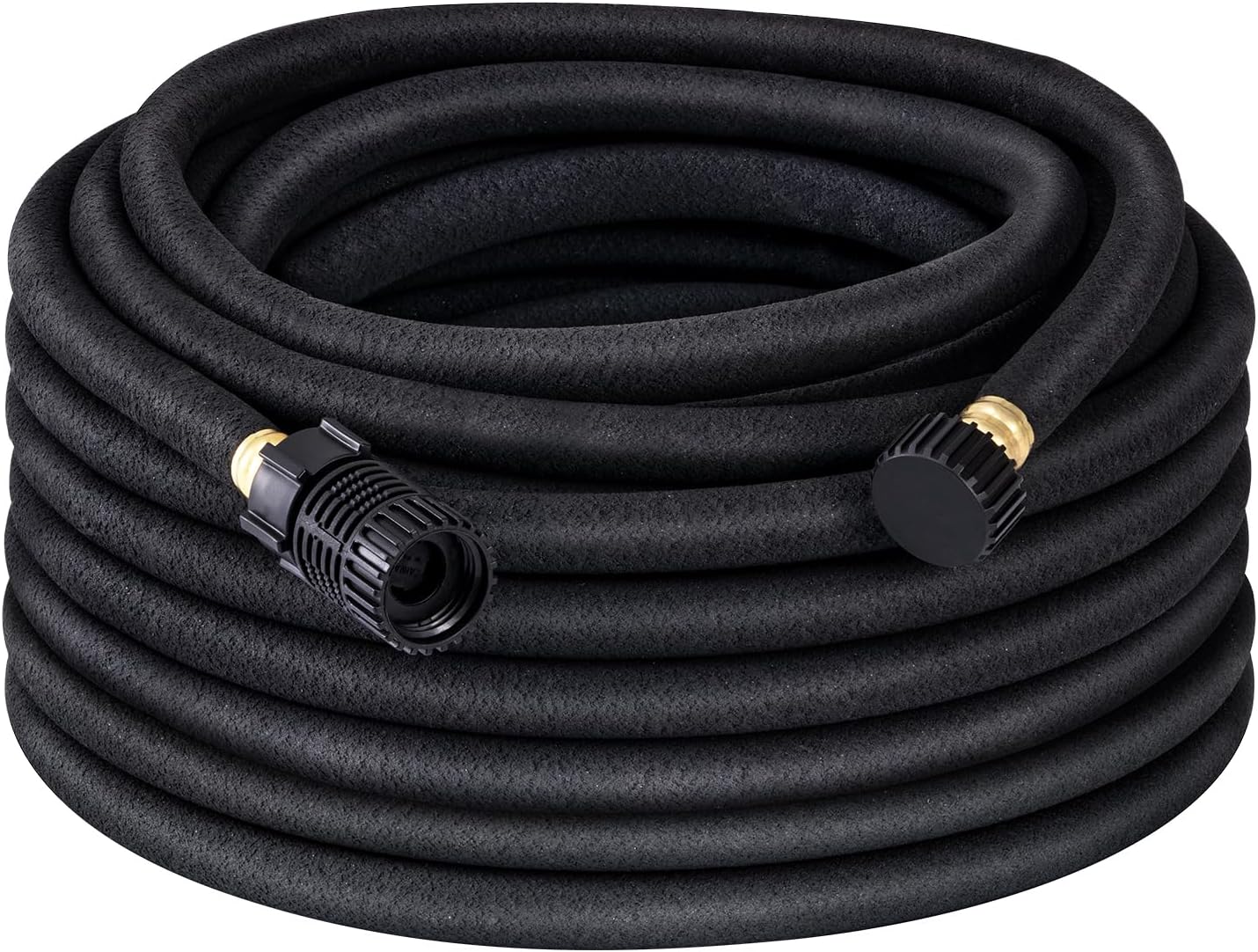 Soaker Hose 75FT for Garden Beds, 5/8 Inch Round Drip Hose with Pressure Regulator, Flexible Leakproof, Save 75% Water, Irrigation Hose for Vegetable, Fruit Beds, Shrubs, Lawn, Yard