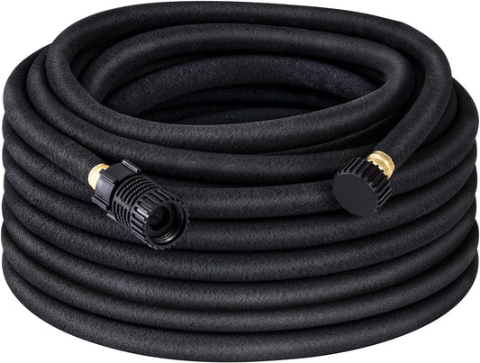 Soaker Hose 75FT for Garden Beds, 5/8 Inch Round Drip Hose with Pressure Regulator, Flexible Leakproof, Save 75% Water, Irrigation Hose for Vegetable, Fruit Beds, Shrubs, Lawn, Yard