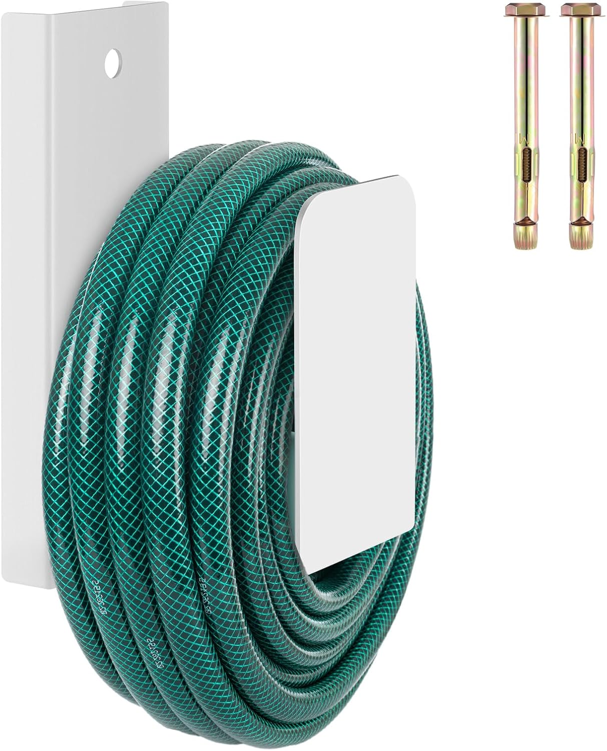 Garden Hose Holder Wall Mount Metal, White