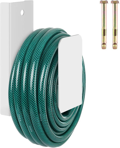 Garden Hose Holder Wall Mount Metal, White