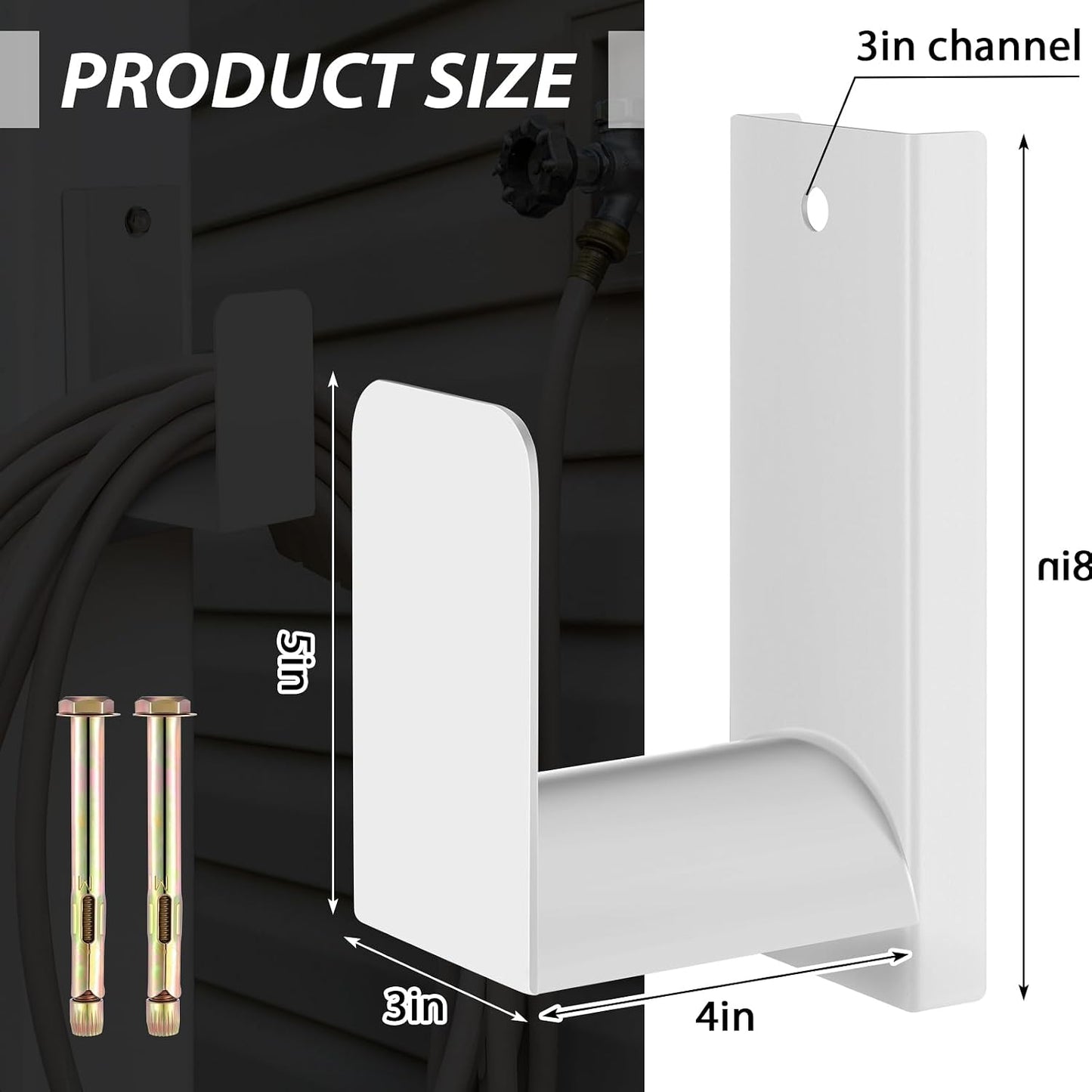Garden Hose Holder Wall Mount Metal, White