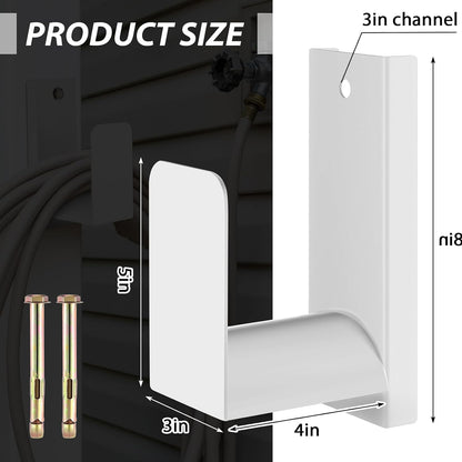 Garden Hose Holder Wall Mount Metal, White