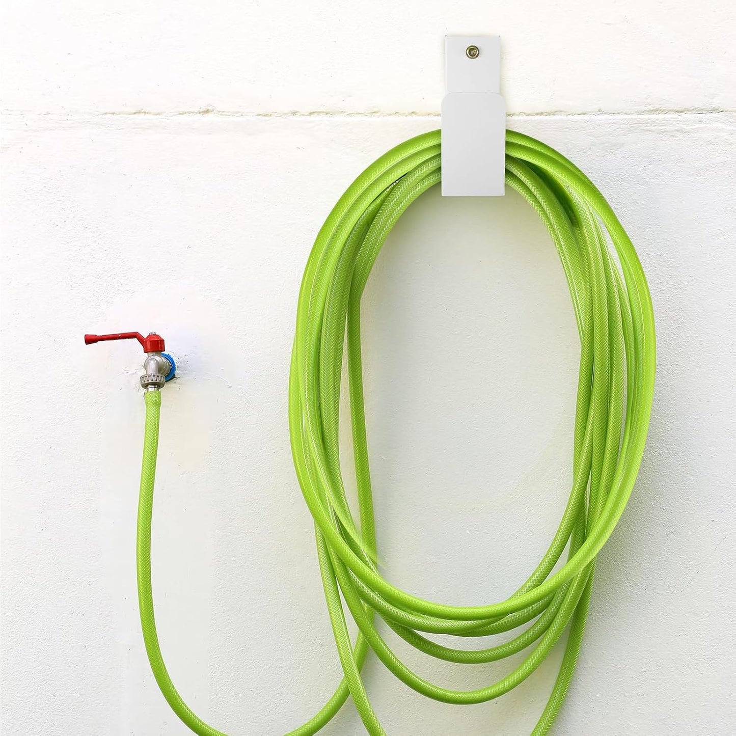 Garden Hose Holder Wall Mount Metal, White