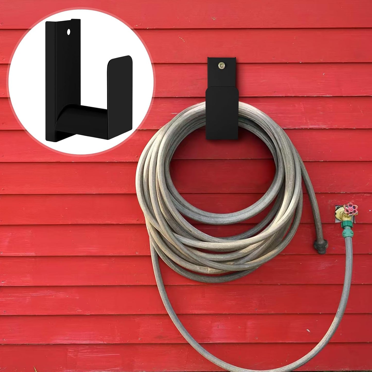 Garden Hose Holder Wall Mount Metal, White