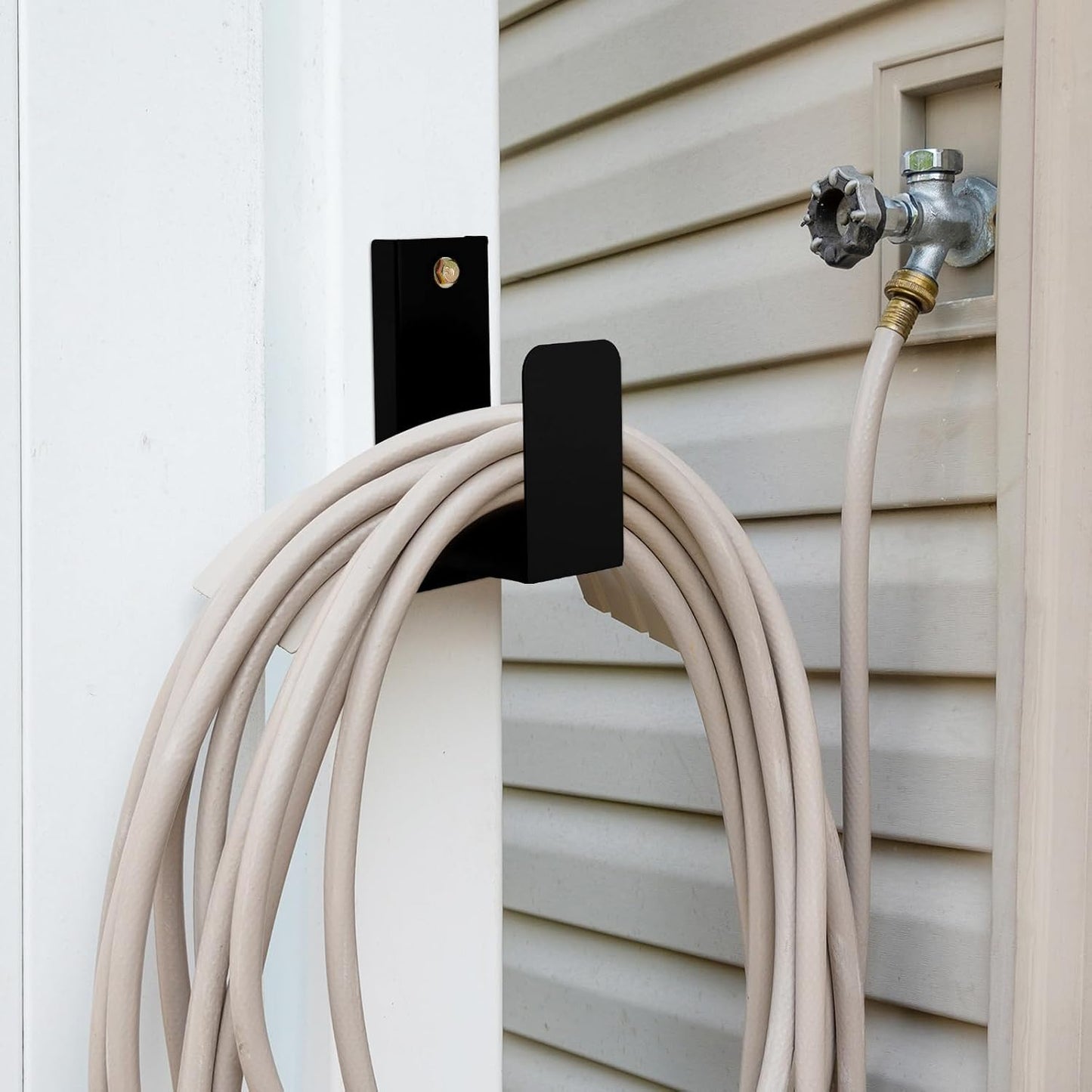 Garden Hose Holder Wall Mount Metal, White