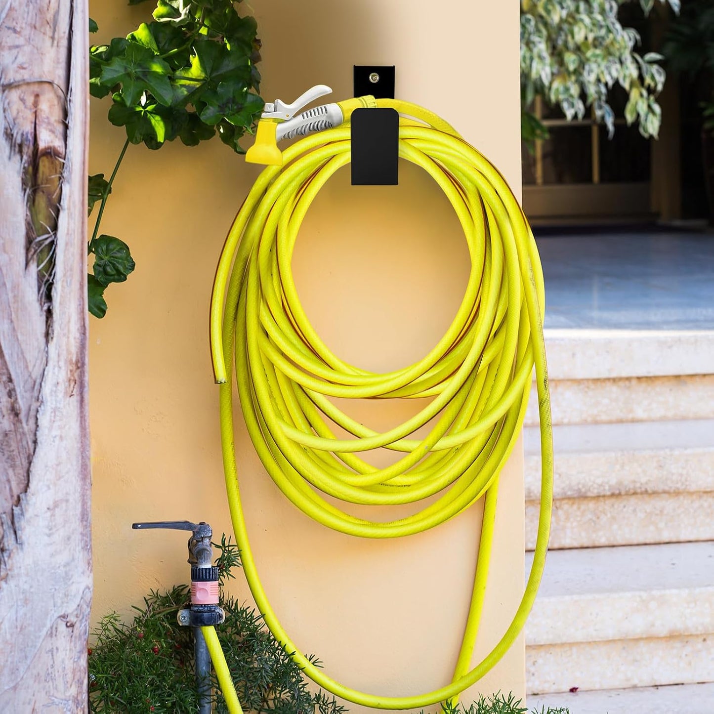 Garden Hose Holder Wall Mount Metal, White