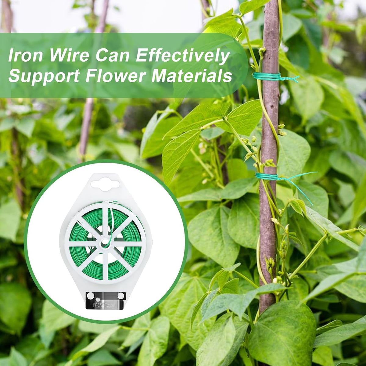 656FT Garden Twist Tie Wire with Cutter, Rustproof for Plants & Home Use