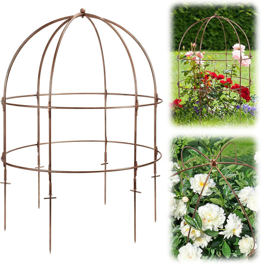 26 Inch Bird Cage Plant Support, Metal Grow-Through Cage with Dome Top