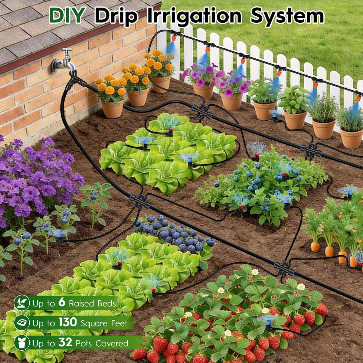 160FT Quick-Connect Drip Irrigation System